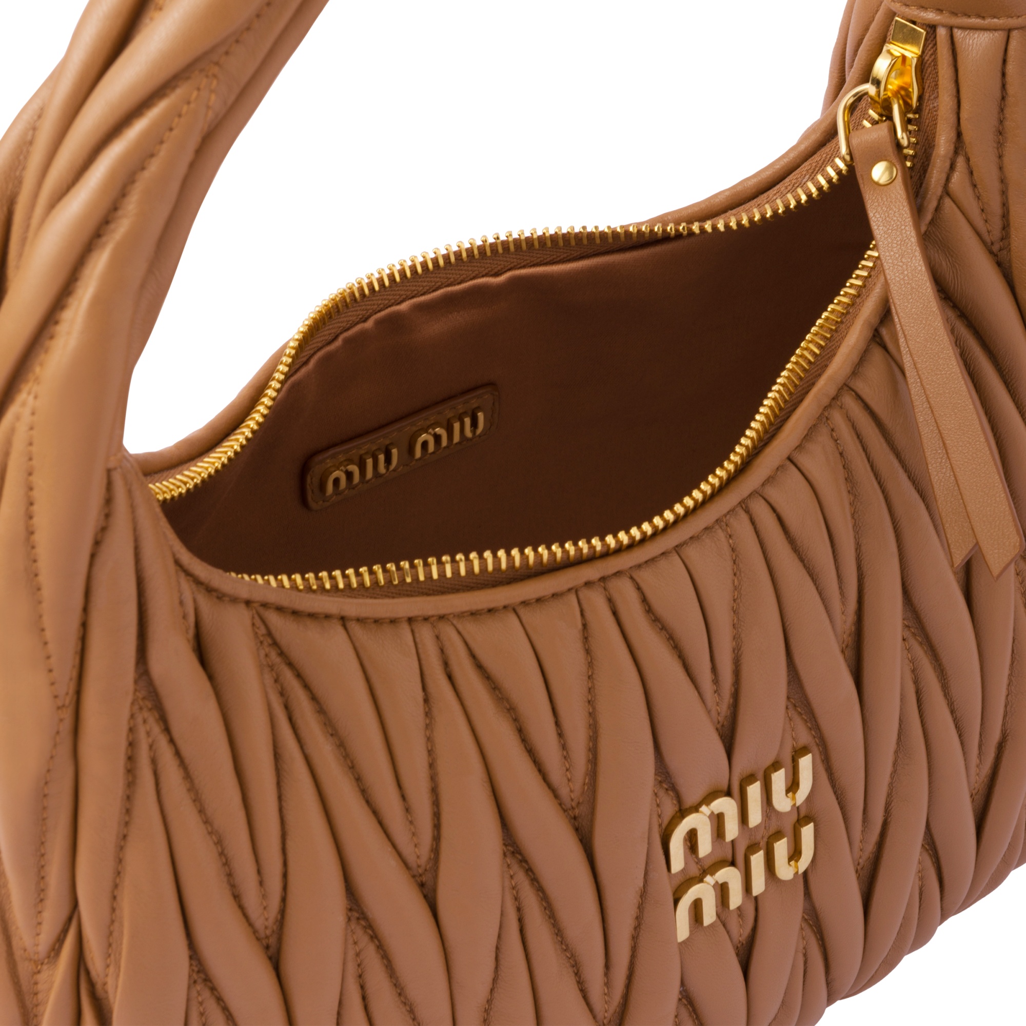 Shop Miu Miu Wander Matelass� Shoulder Bag In Brown