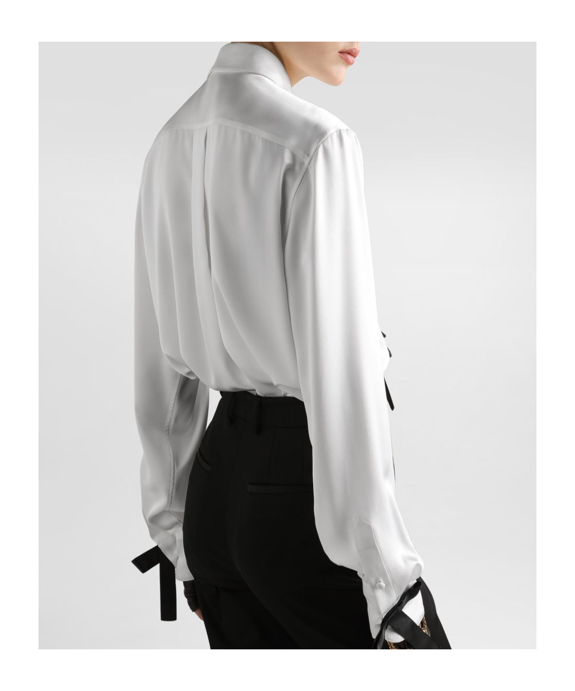 Dolce & Gabbana Silk Shirt With Bows And Long Sleeves In White