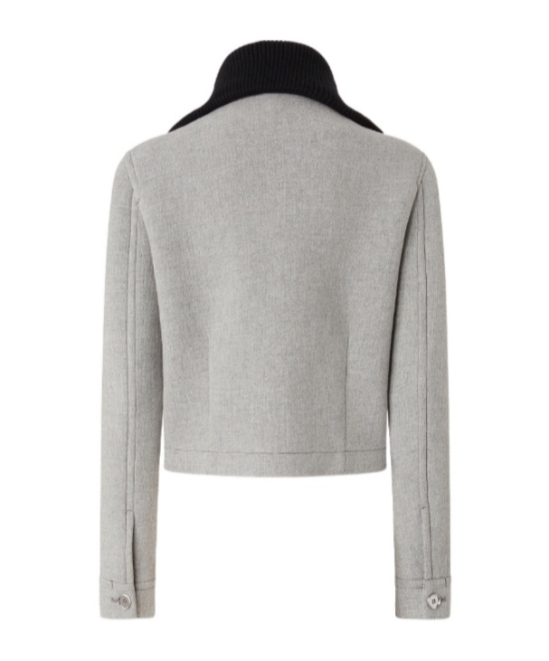 Pinko Slim-fit Jacket With Knit Collar In Multi