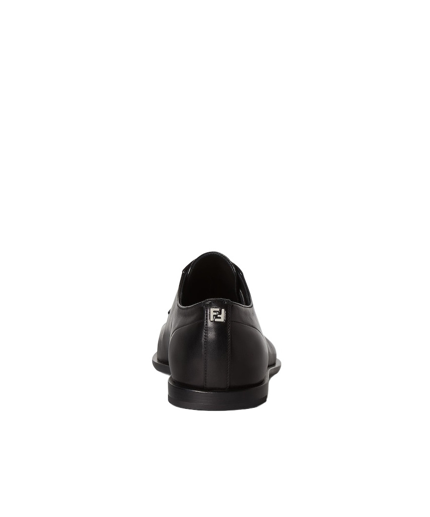 Fendi Leather Lace-up Shoes Squared Toe In Black