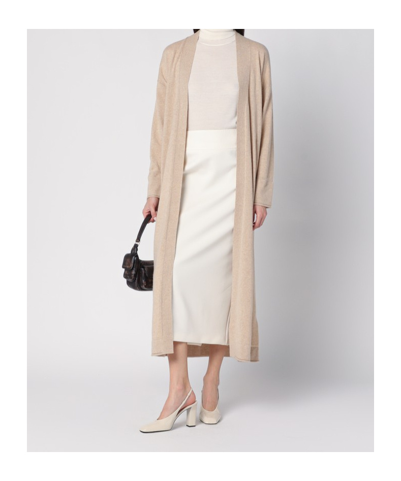 Max Mara Mid-calf Viscose Blend Skirt With Design In White