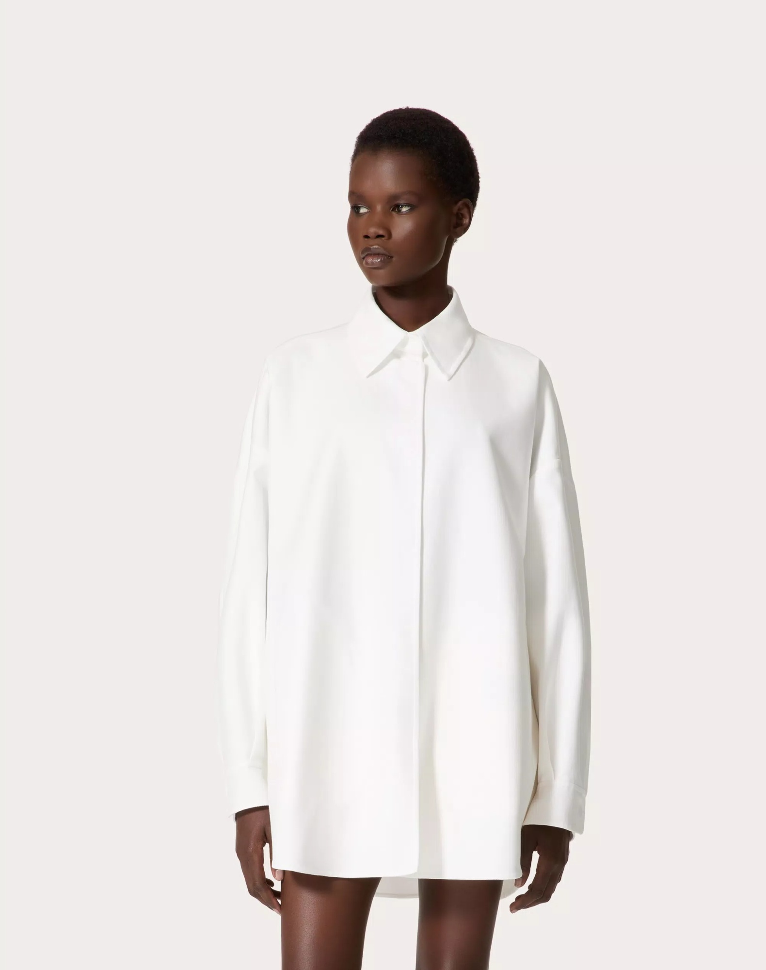 Valentino Long-sleeve Cotton Shirt In White