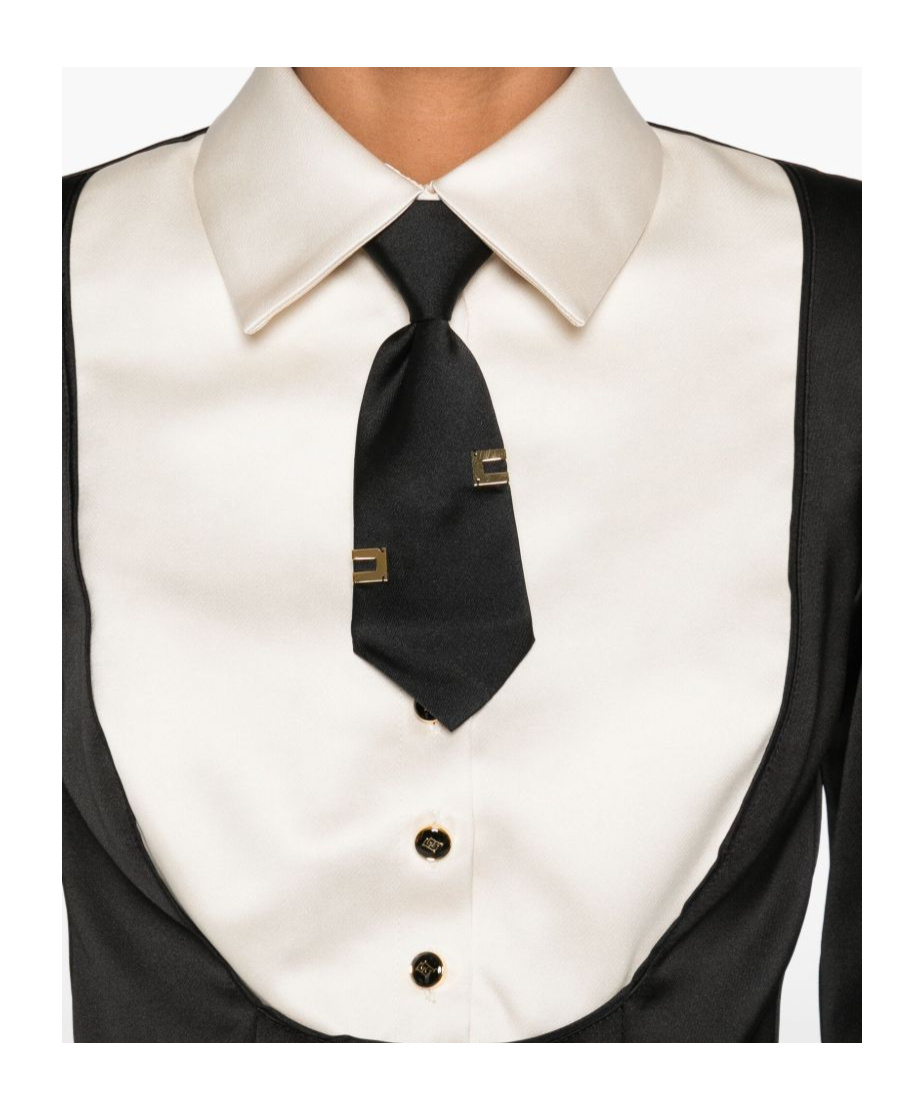 Elisabetta Franchi Neck-tie Playsuit In Black