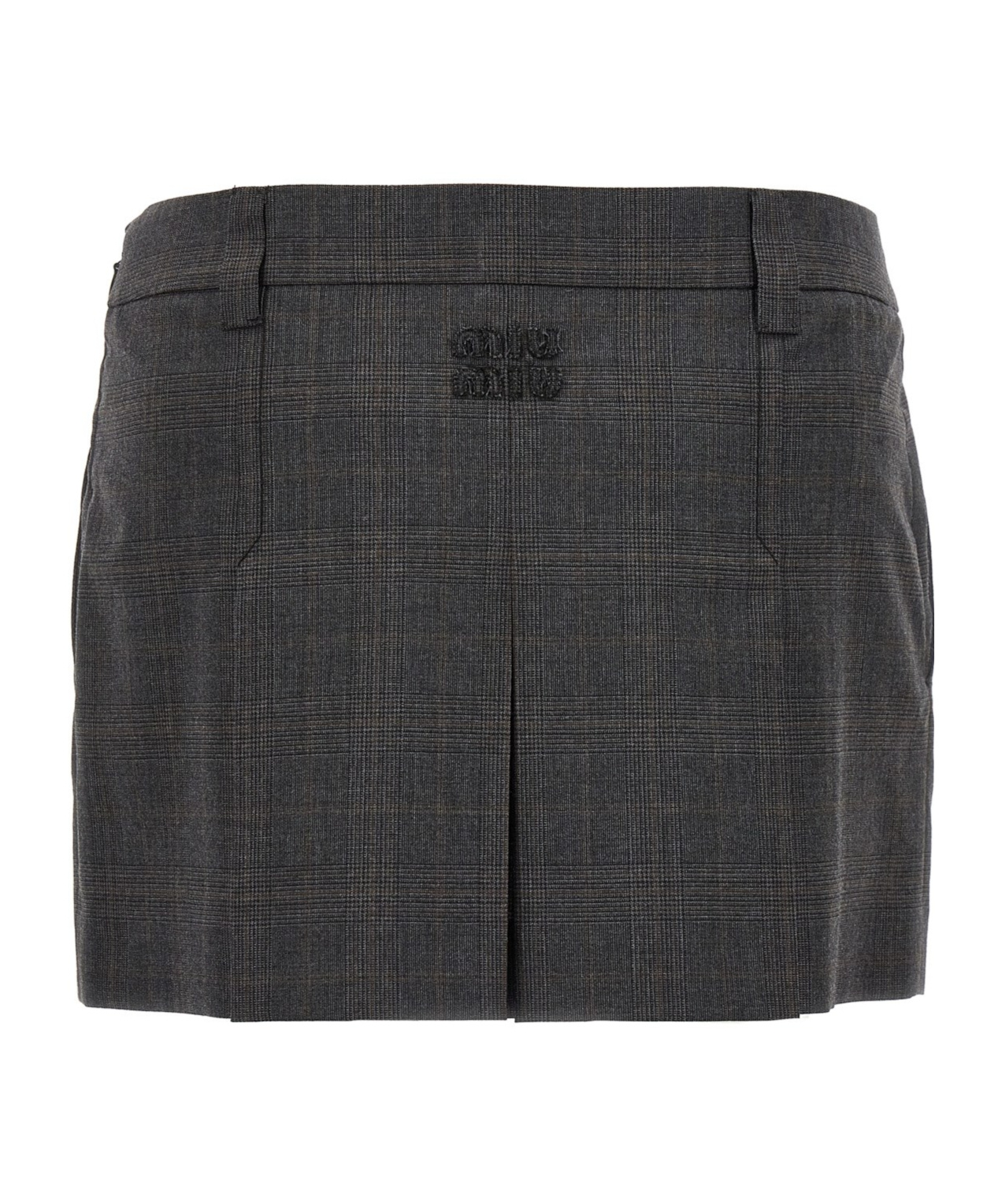 Miu Miu Logo-patch Mini Skirt In Black