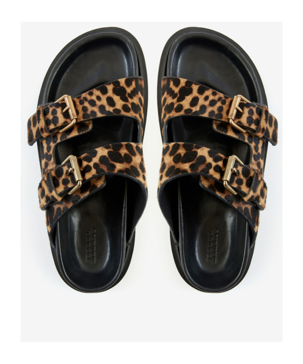 Isabel Marant Ladies Leopard Lennya Flat Sandals In Multi
