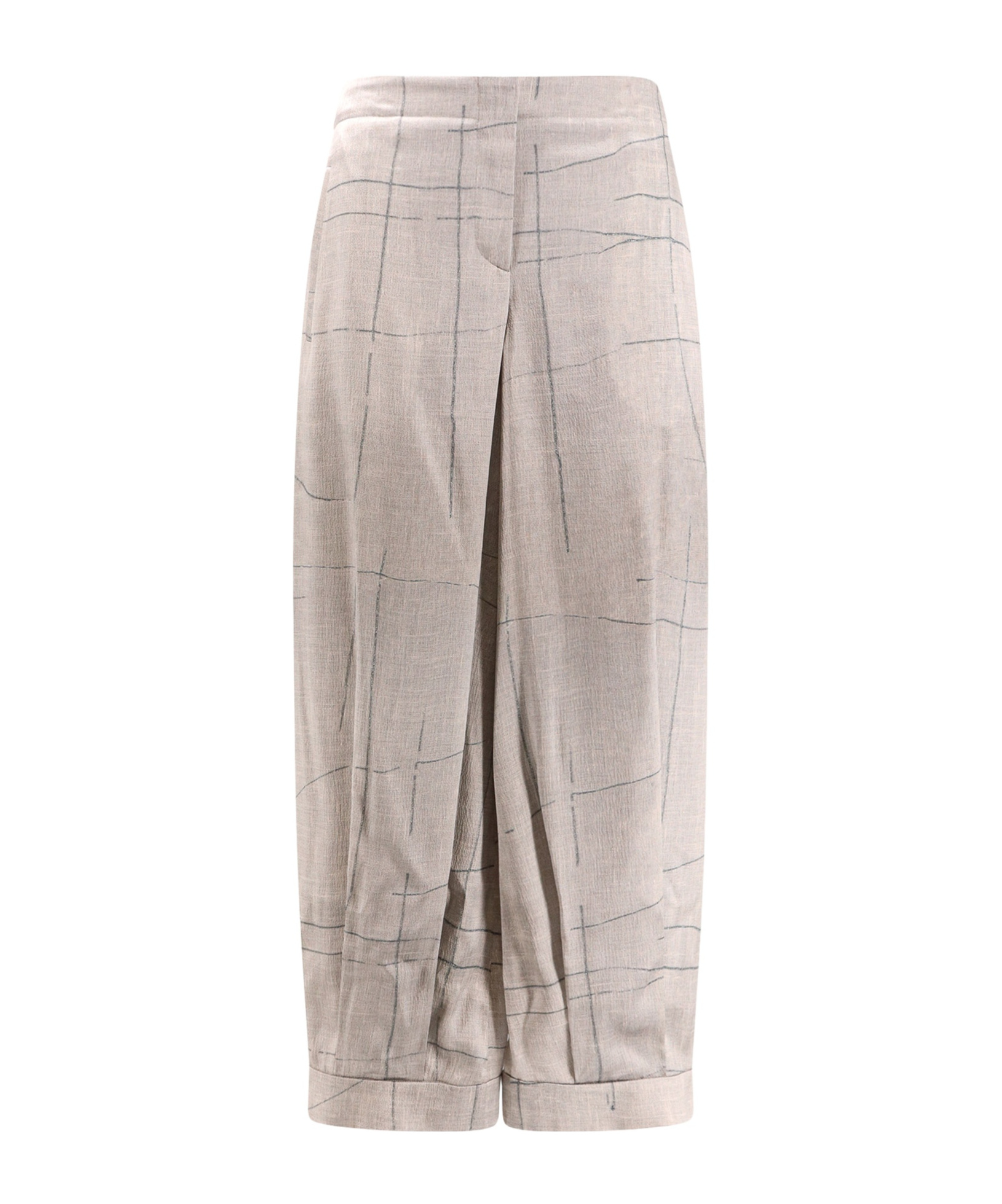 Giorgio Armani Printed Silk Trousers In Nude
