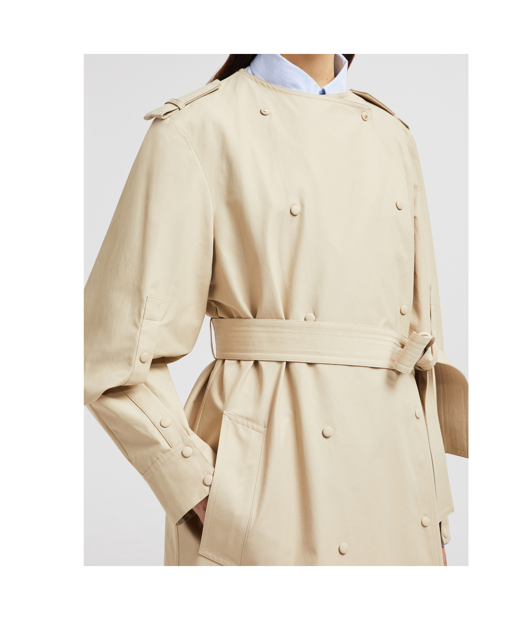 Moncler Gourdon Cotton-blend Trench Coat In Beige