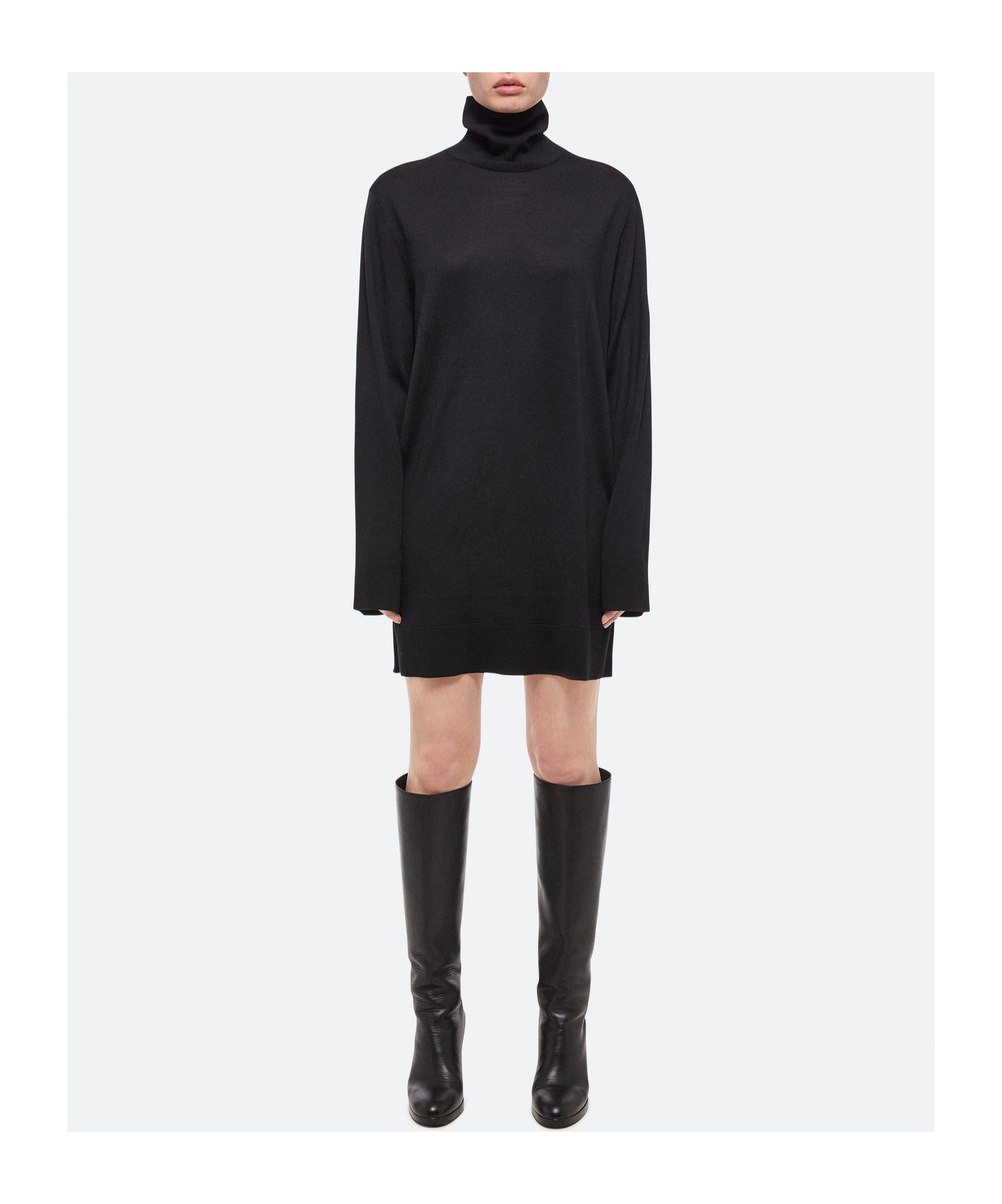 HELMUT LANG ROLL-NECK WOOL-BLEND MINIDRESS