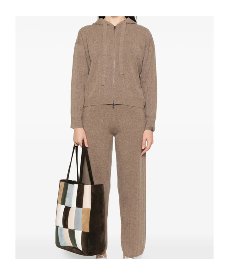 Max Mara Hooded Zip-up Cardigan In Brown
