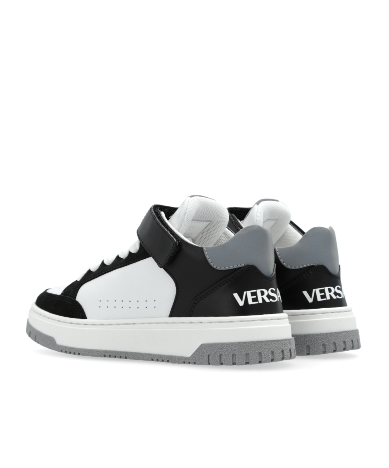 Versace Logo Leather Sneakers In White