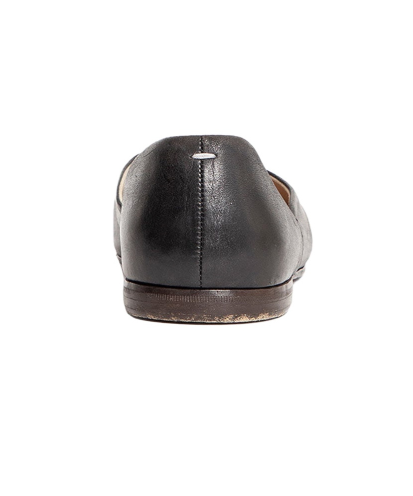 Maison Margiela Leather Grecian Slider Slippers Round Toe In Black