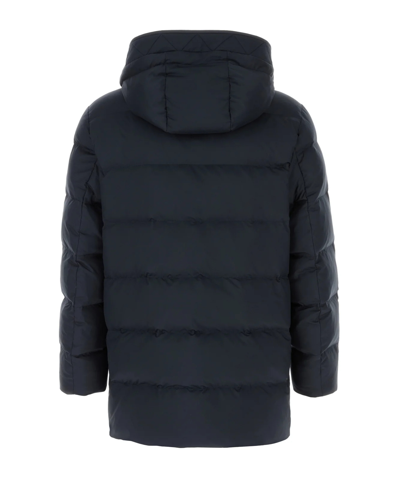 Canali Navy Blue Polyester Down Jacket In Black