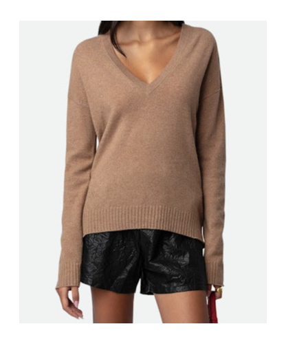 Zadig & Voltaire V-neck Cashmere Jumper In Nude