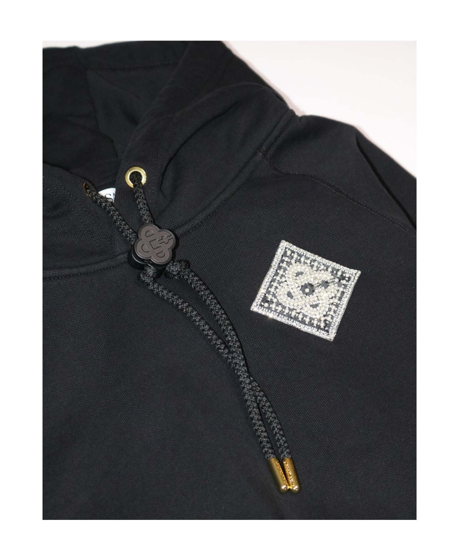 Casablanca Embellished Logo Patch Crop Hoodie In Black