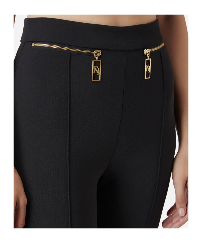 Elisabetta Franchi Black Pants With Gold Zipper In Black