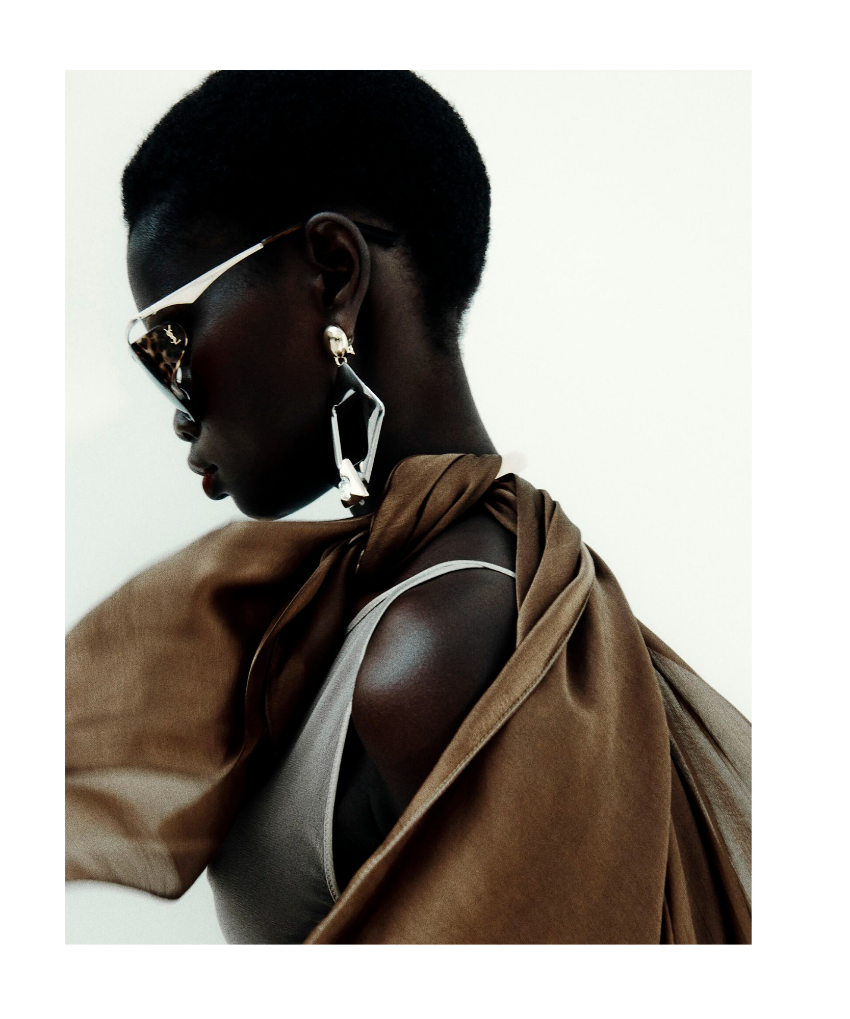 Saint Laurent Cassandre Silk Scarf In Nude