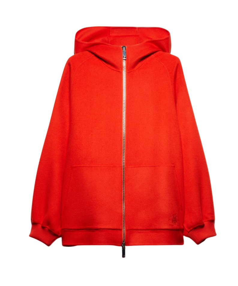 Maxco. Hooded Wool And Cashmere Coat In Orange