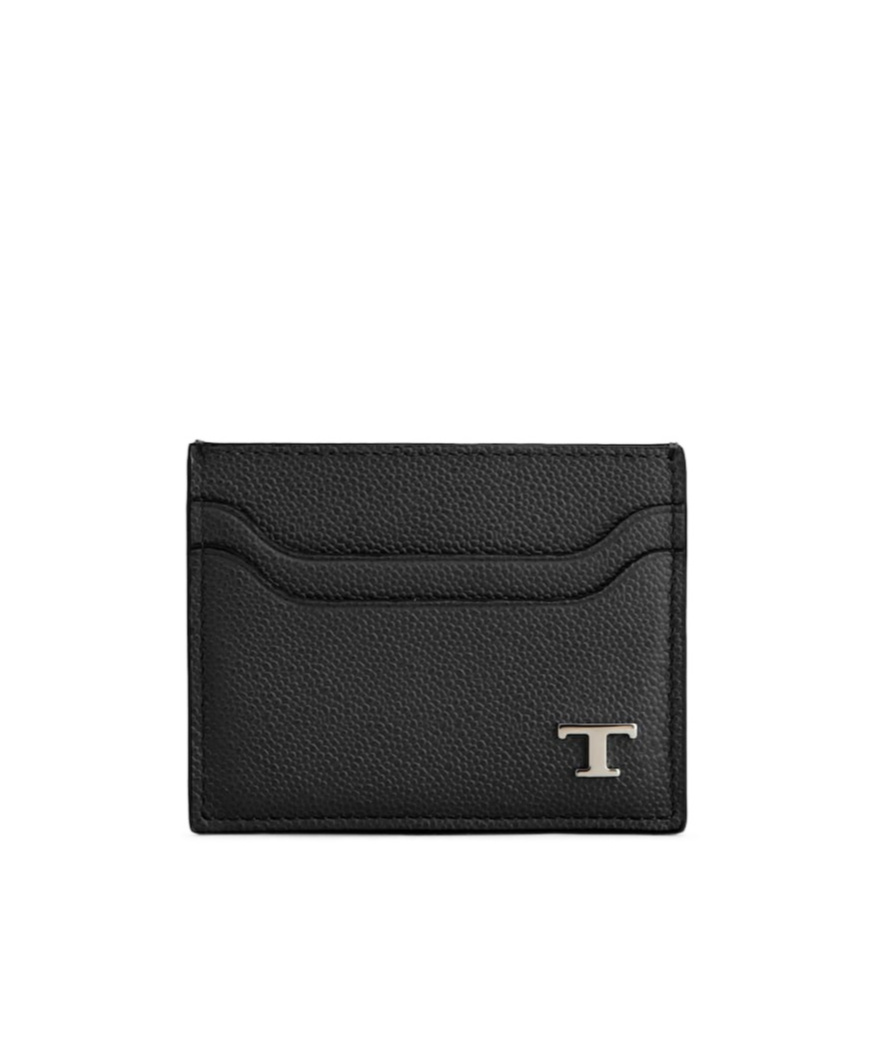 Tod's Slim Textured Compact Wallets In Black