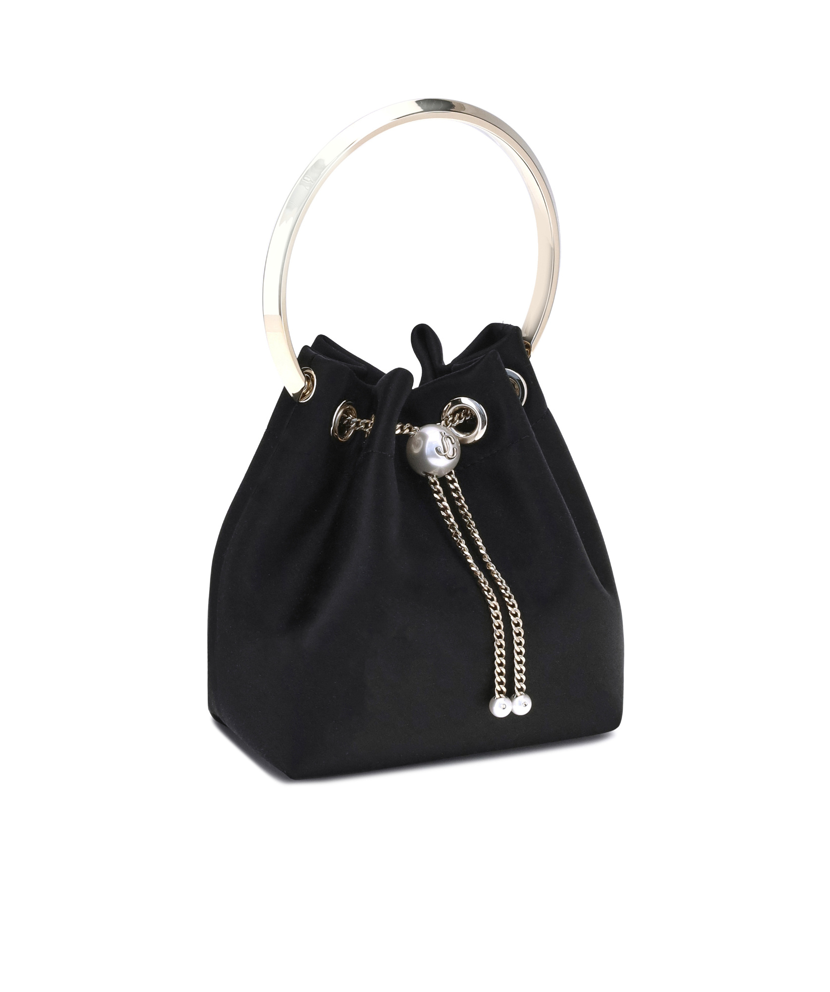 Jimmy Choo Bon Bon Chained Bucket Bag In Black