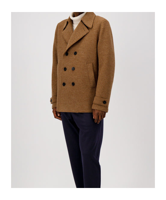 Harris Wharf London Double-breasted Short Jacket In Brown