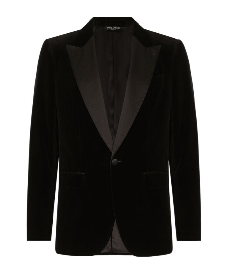 Dolce & Gabbana Black Velvet Single Breasted One Button Blazer