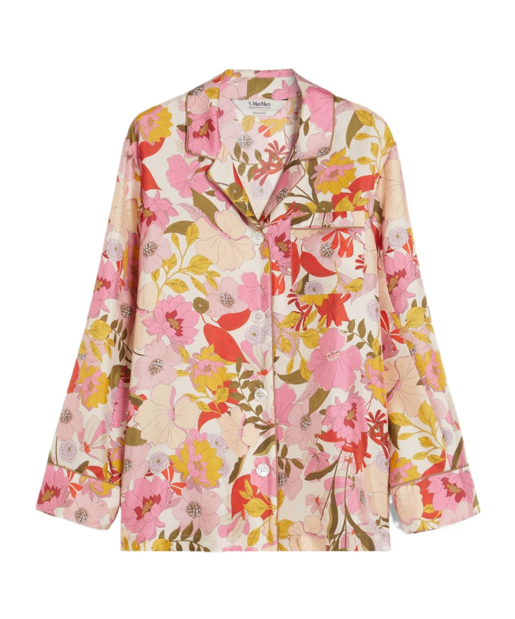 Max Mara Alan Floral Silk Twill Button-up Shirt In Pink