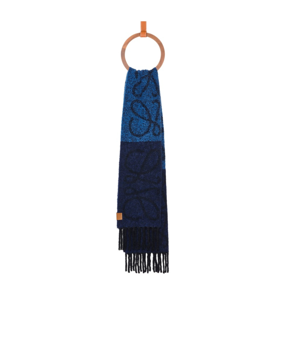 Shop Loewe Anagram Scarf In Alpaca And Wool In Black