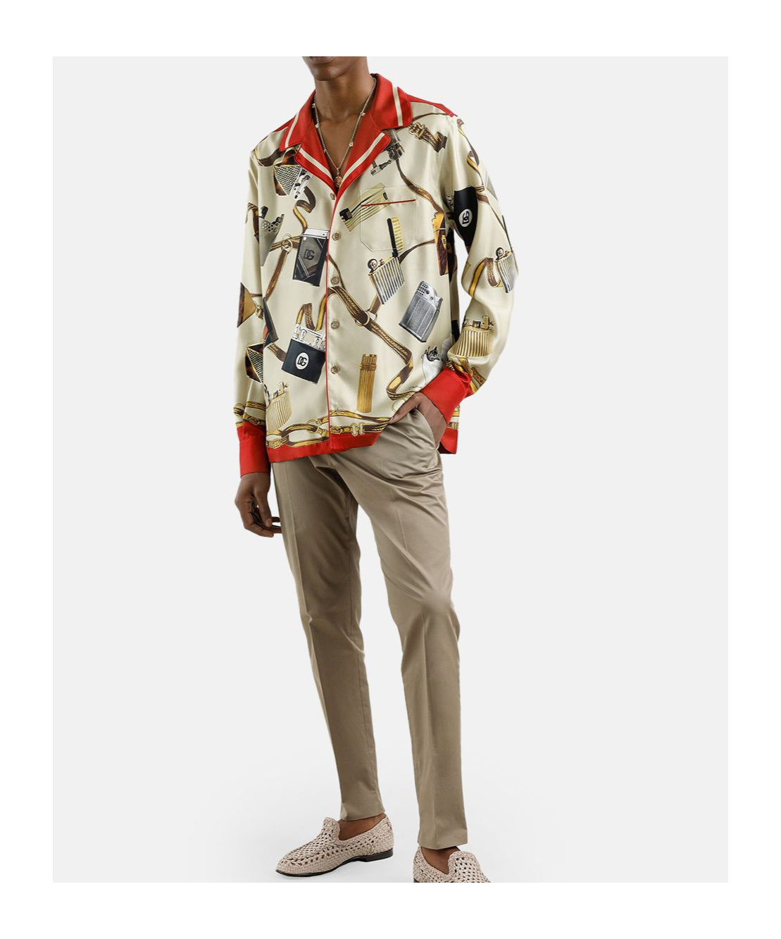 Dolce & Gabbana Stretch Cotton Trousers With Embroidered Logo In Gray