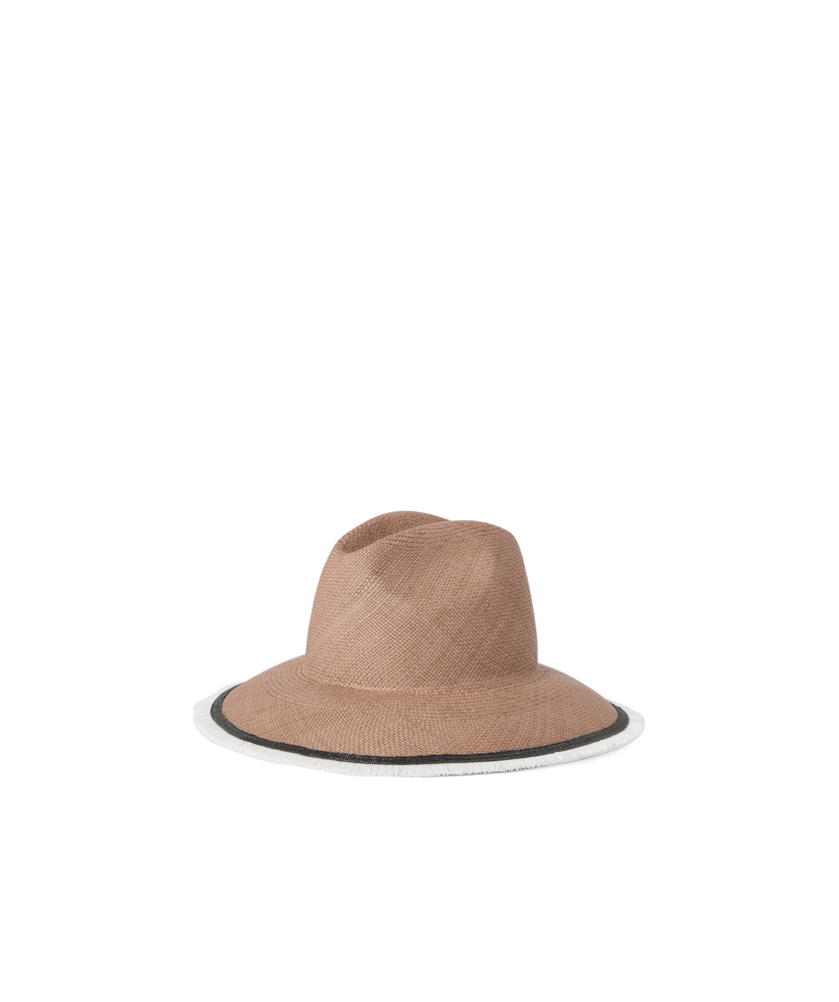 Brunello Cucinelli Fringed Straw Fedora In Brown