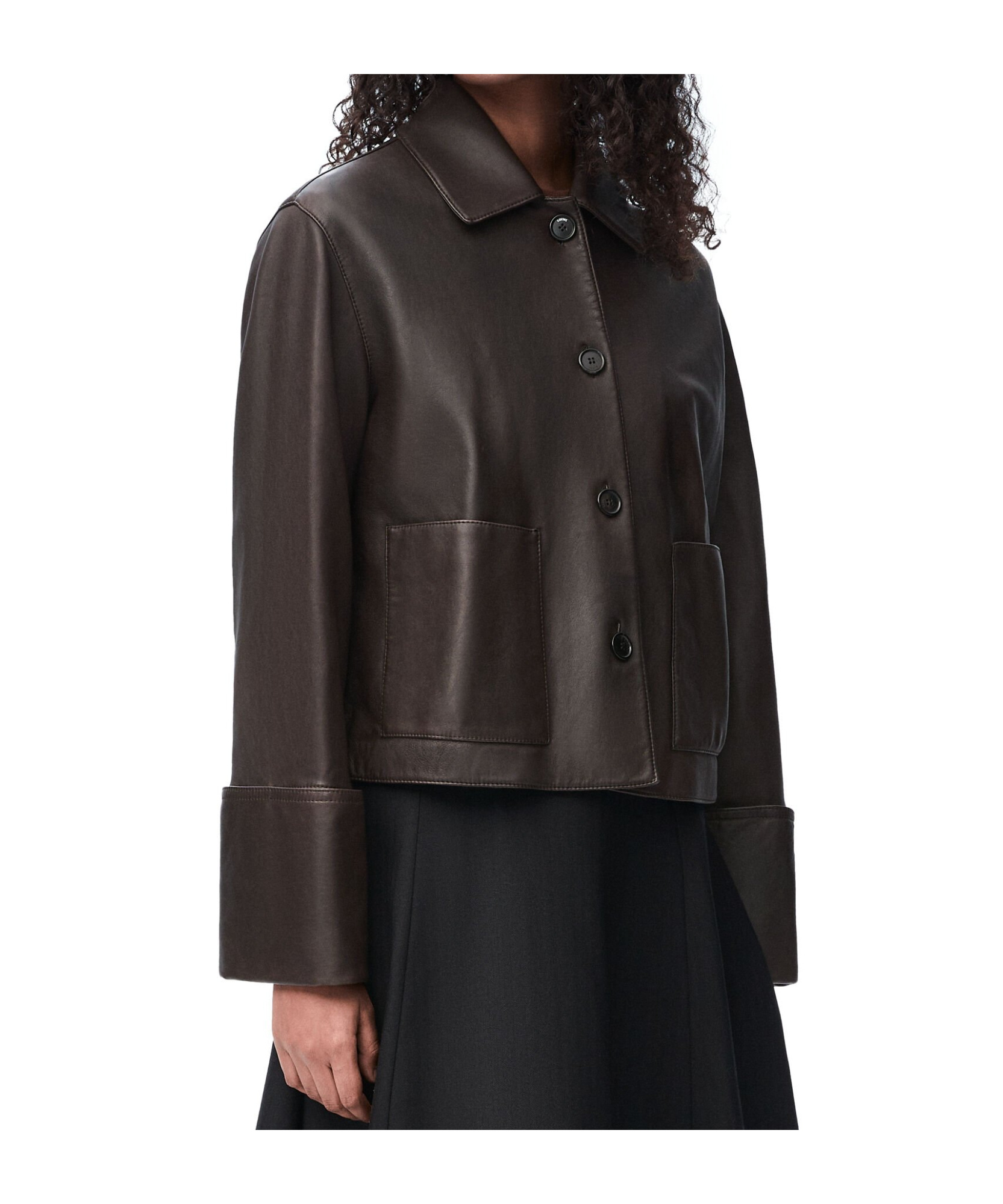 Loewe Turn-up Jacket In Nappa Lambskin In Brown