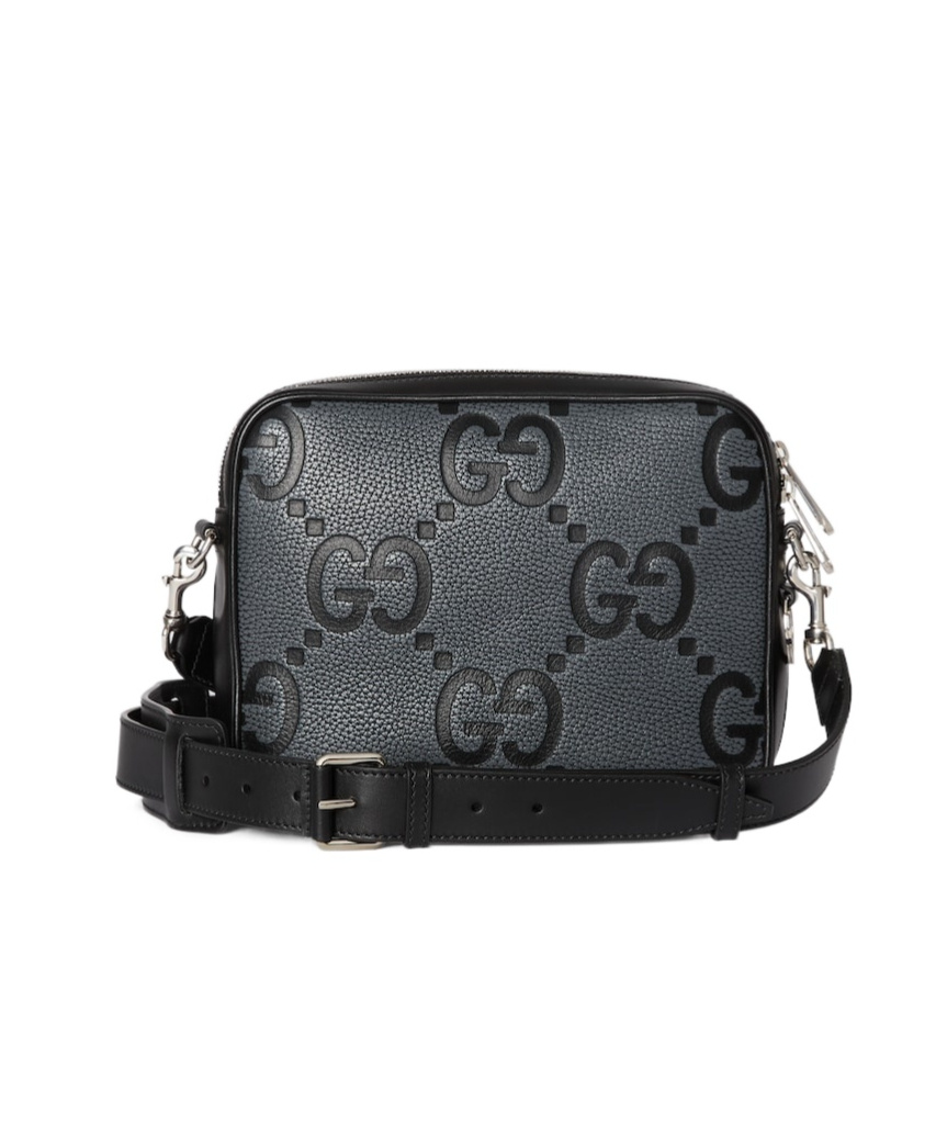 Shop Gucci Small Jumbo Gg Crossbody Bag In Black