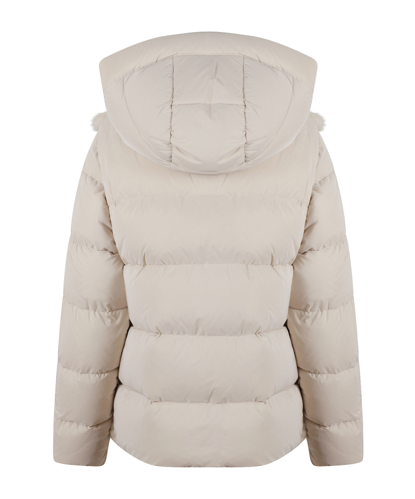 Moorer Down Jacket With Horizontal Mink Fur Bands And Removable Sleeves In Brown