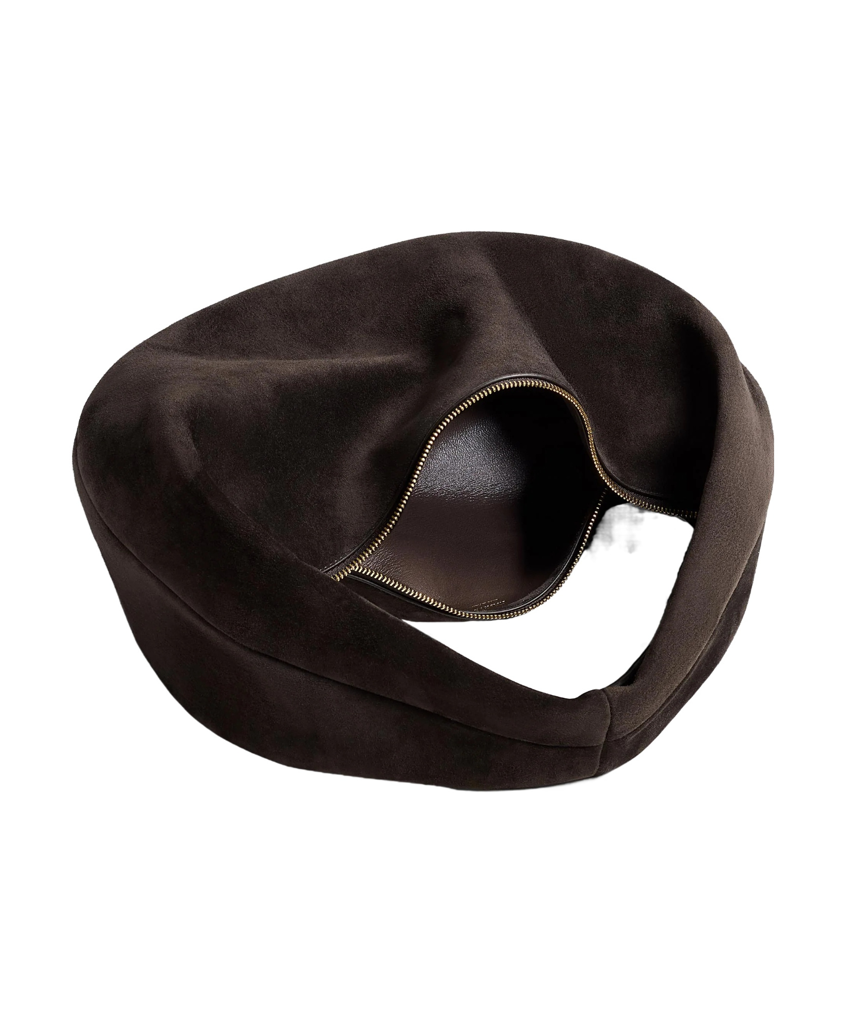 Khaite Medium Olivia Zip Calf-suede Shoulder Bag In Brown