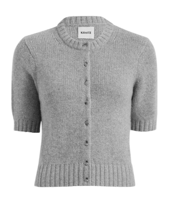 Khaite Womens Heather Grey Nora Round-neck Stretch-cashmere Cardigan In Gray