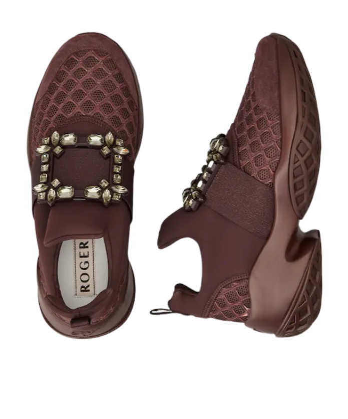 Roger Vivier Viv' Run Sneakers In Fabric In Burgundy
