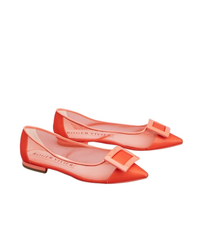 Roger Vivier Gommettine Ballerinas In Mesh Fabric In Pink