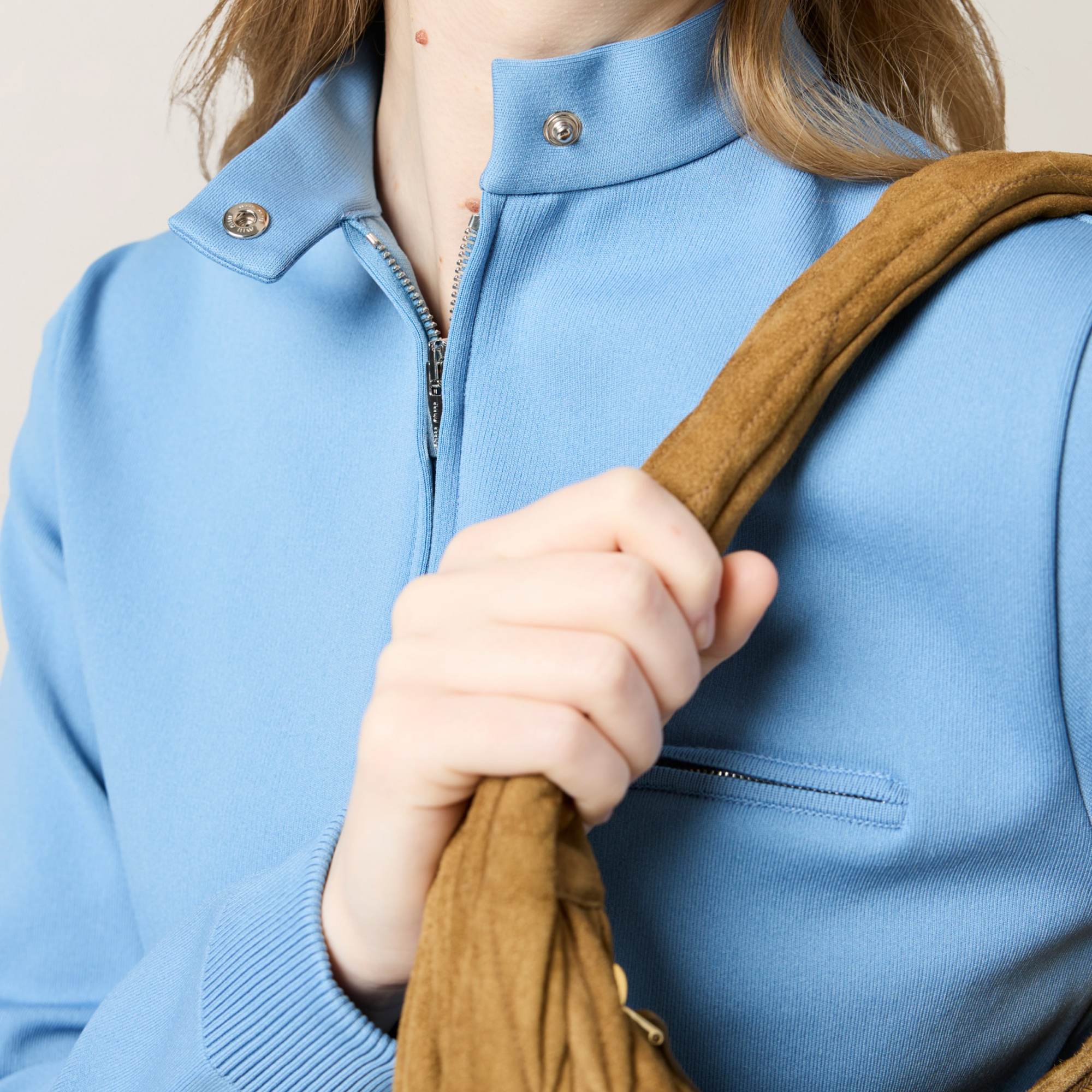 Miu Miu Technical Yarn Zipper Cardigan In Sapphire Blue