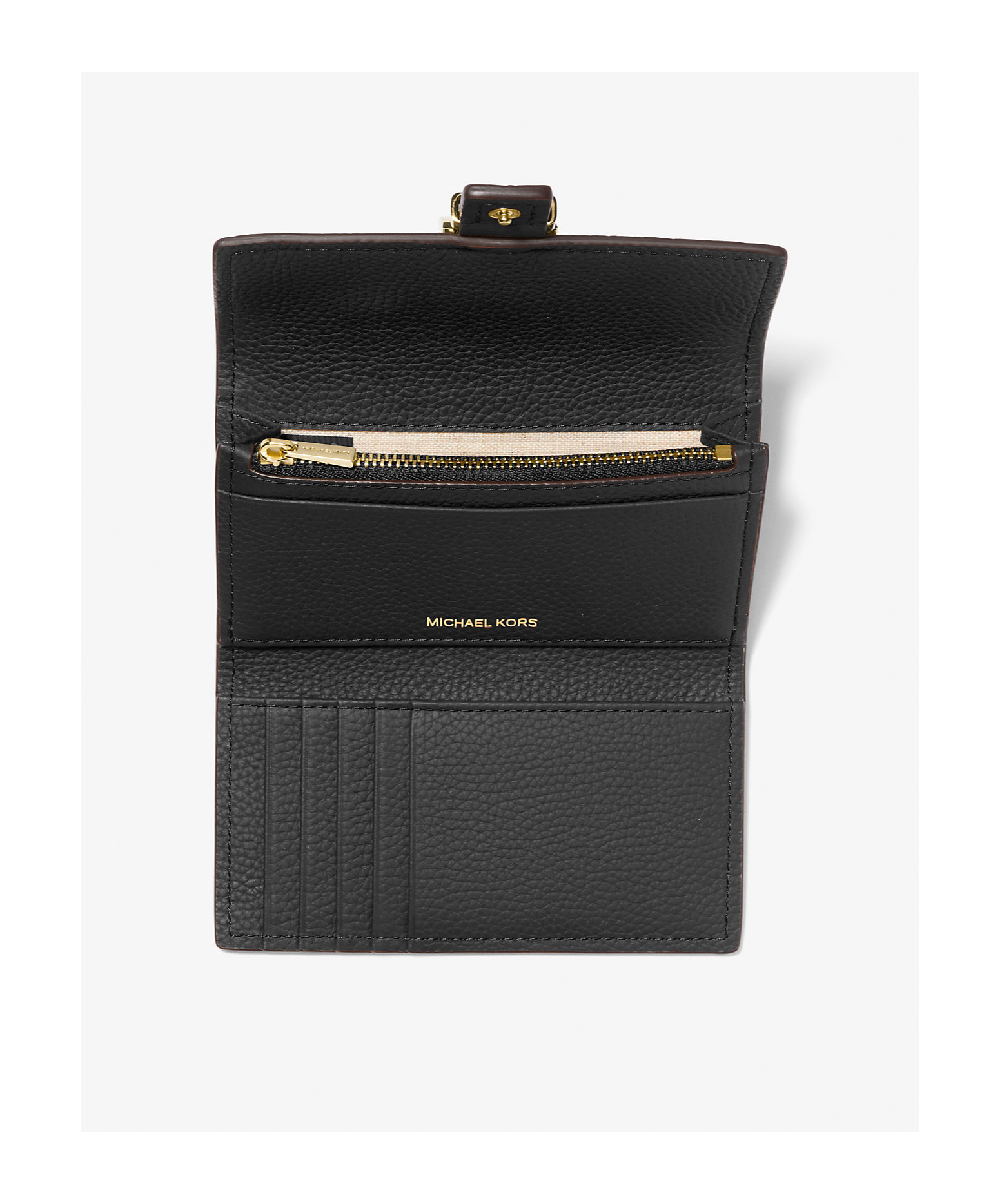 Michael Kors Flap Trifold Wallet In Black