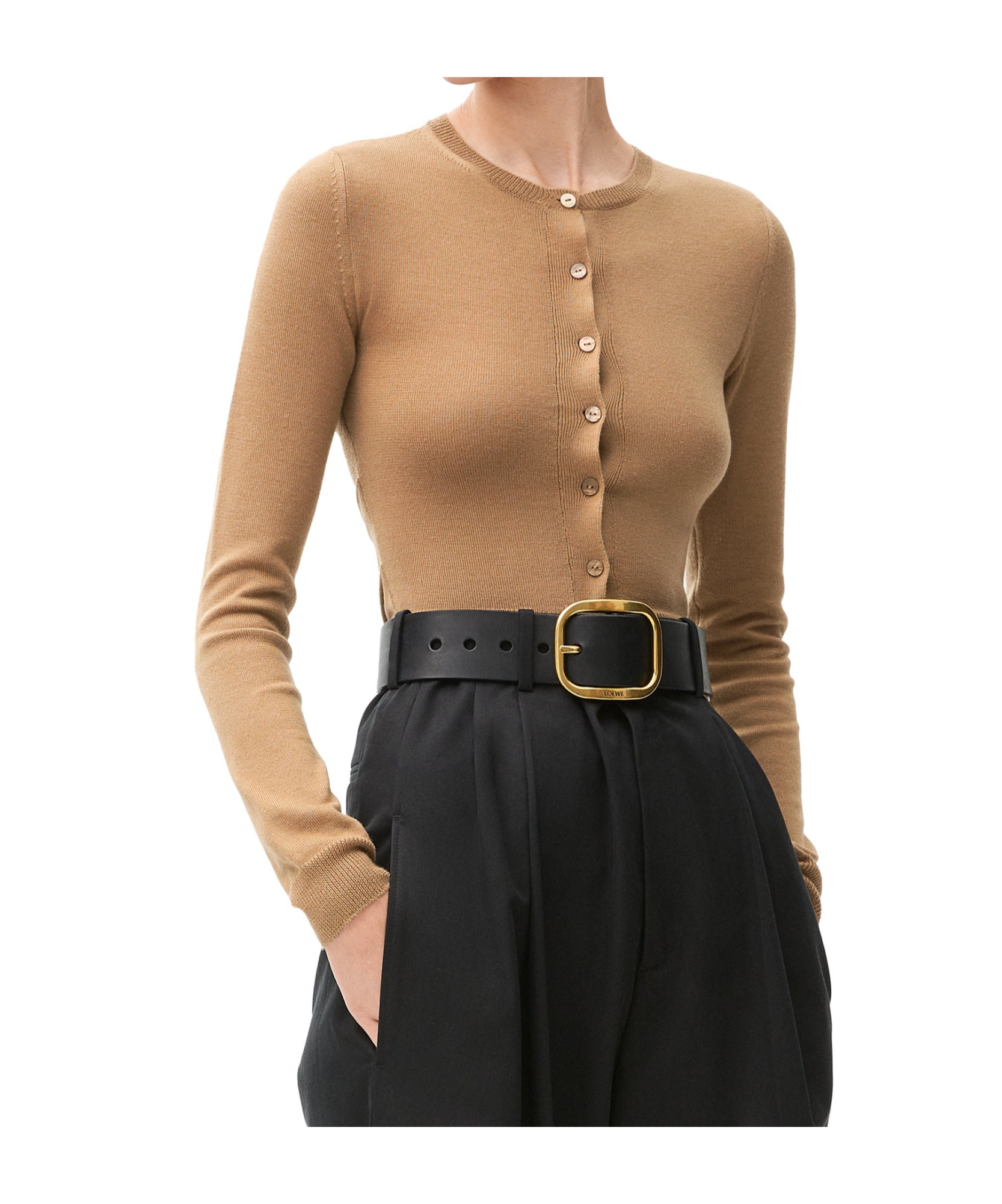Loewe Cashmere Draped Cardigan In Brown