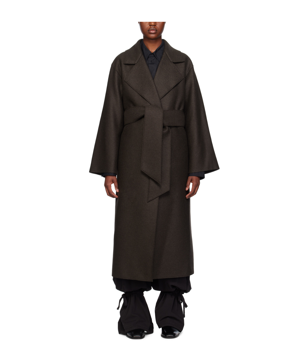Shop Harris Wharf London Girdle Coat In Black