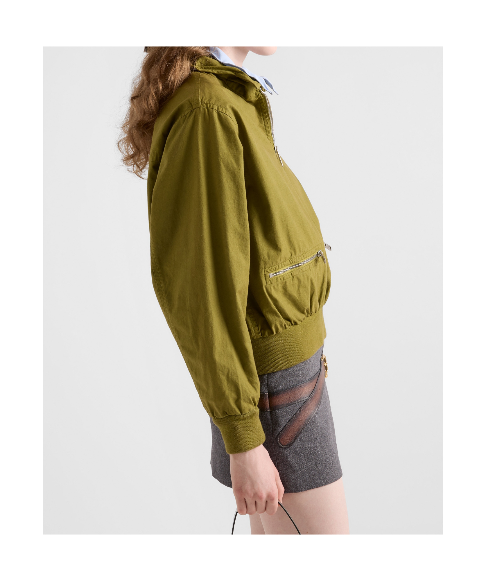 Prada Womens Green Logo-embellished Pull-on Cotton Jacket In Green