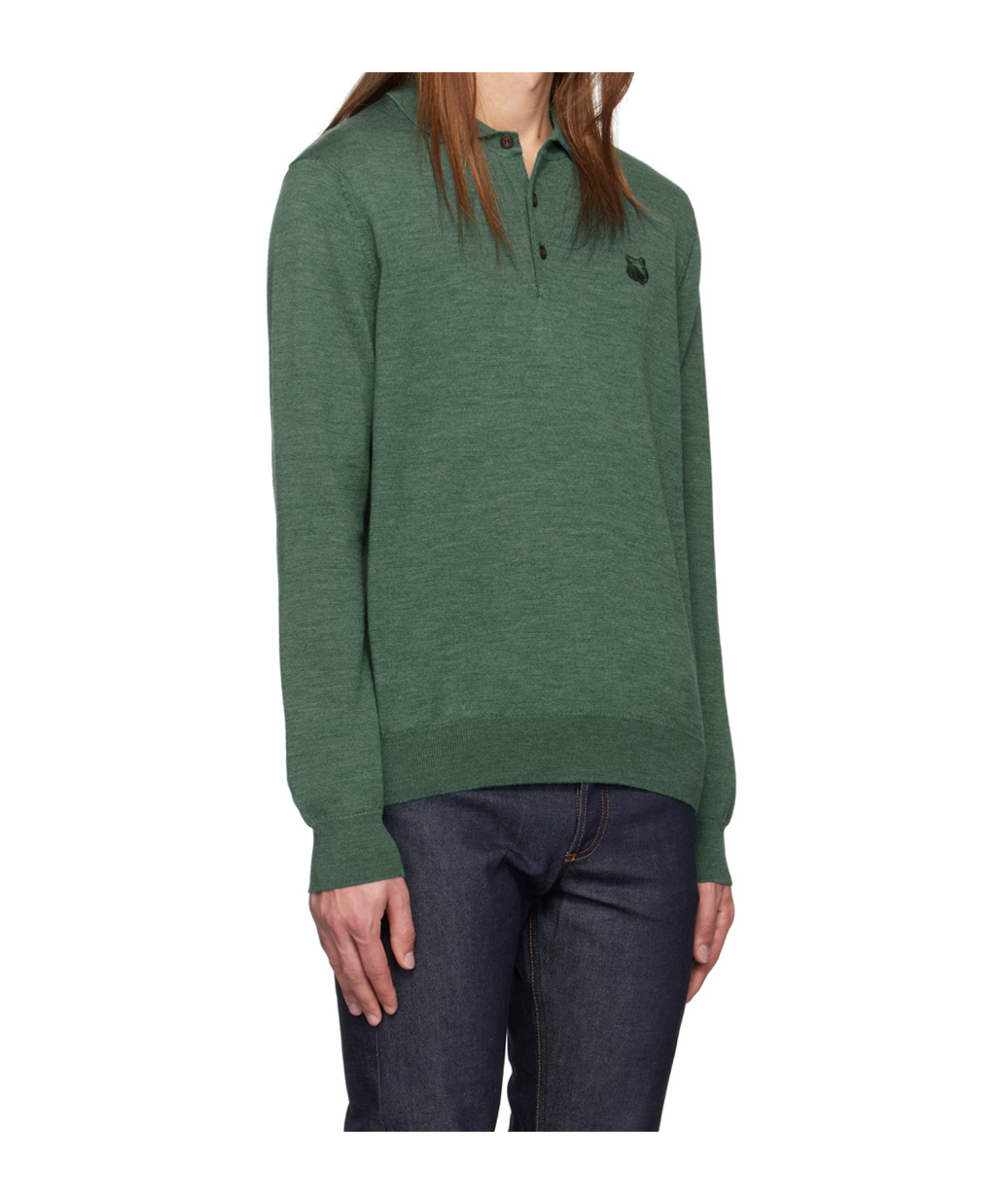 Maison Kitsuné Logo Decorated Polo Shirt In Green