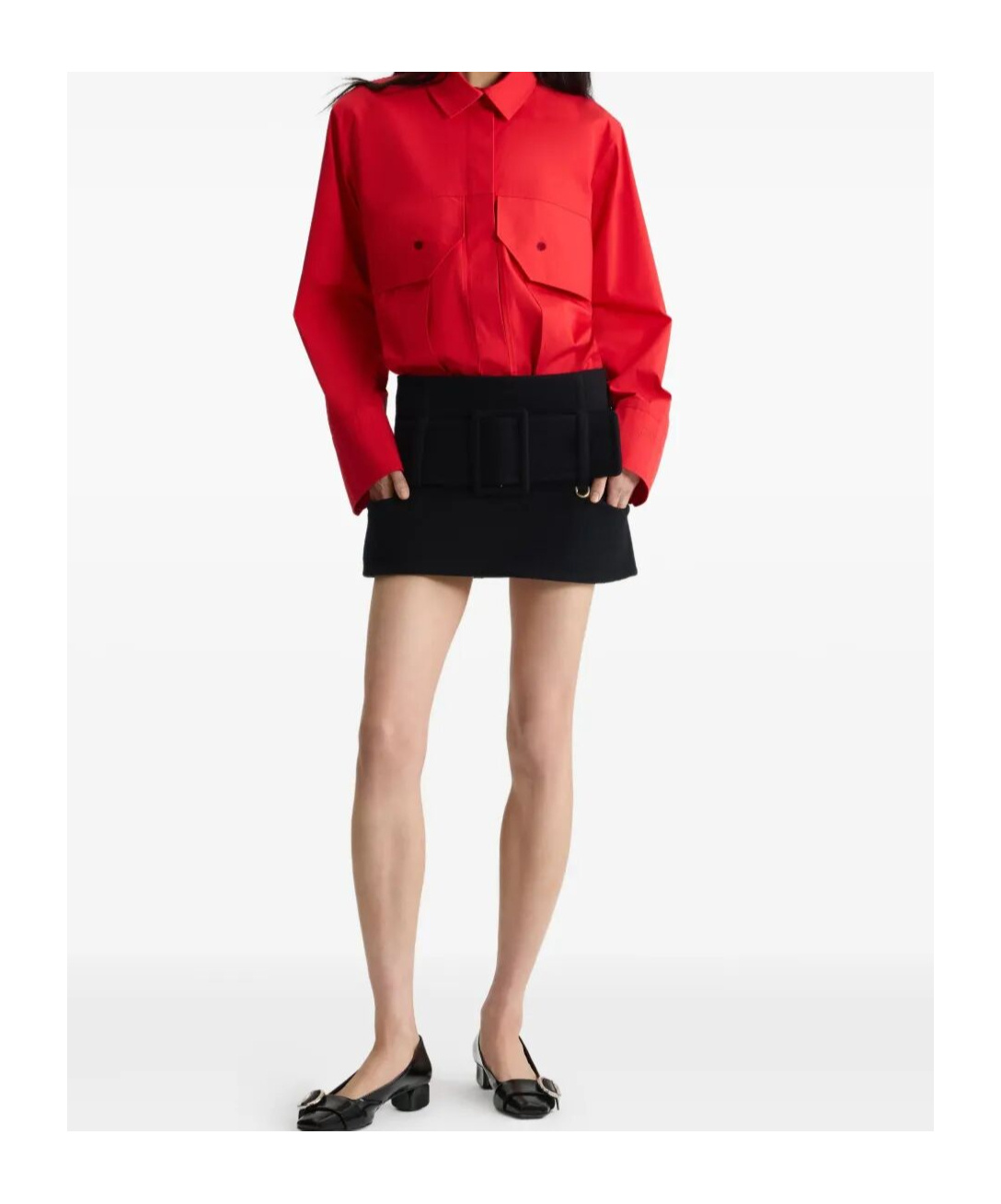 Patou Mini Skirt With Wide Belt And Side Pocket In Black