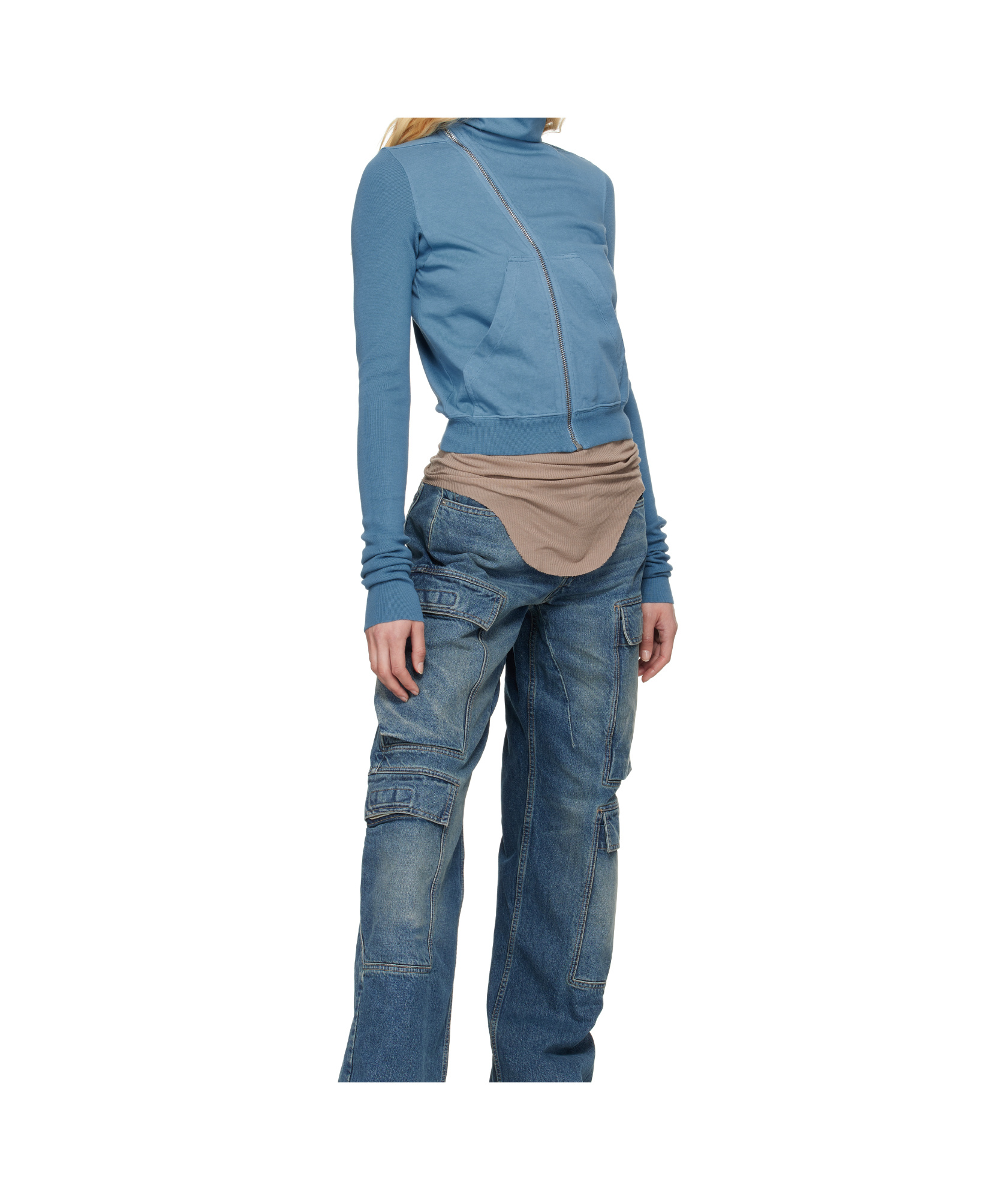 Rick Owens Drkshdw Blue Hollywood Mountain Sweatshirt In Blue