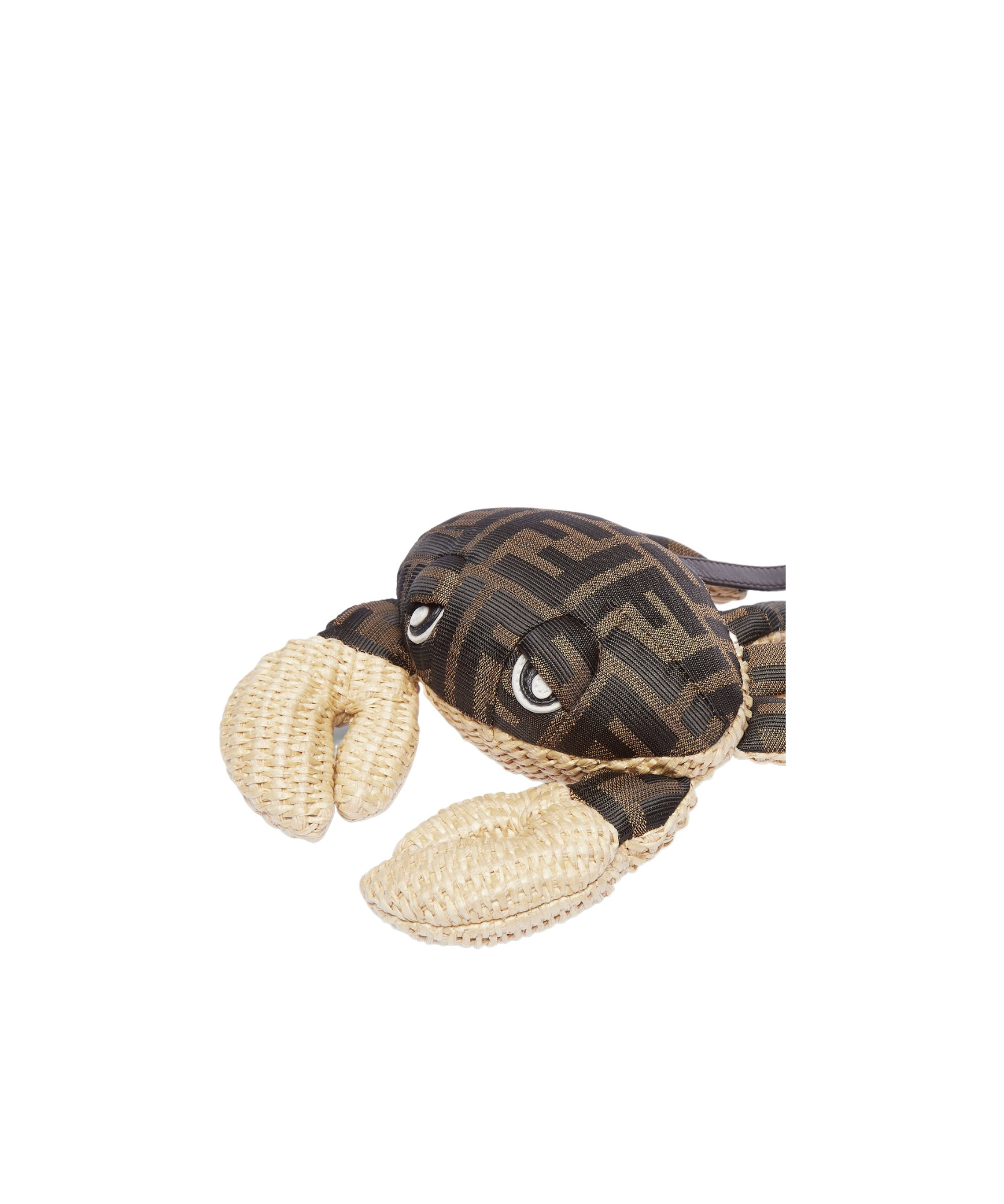 Fendi Raffia And Jacquard Crab Charm In Brown