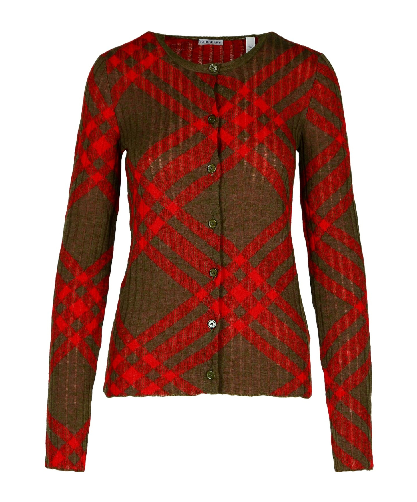 Burberry Sheer Ribbed Crewneck Knitwear Long Sleeves In Brown