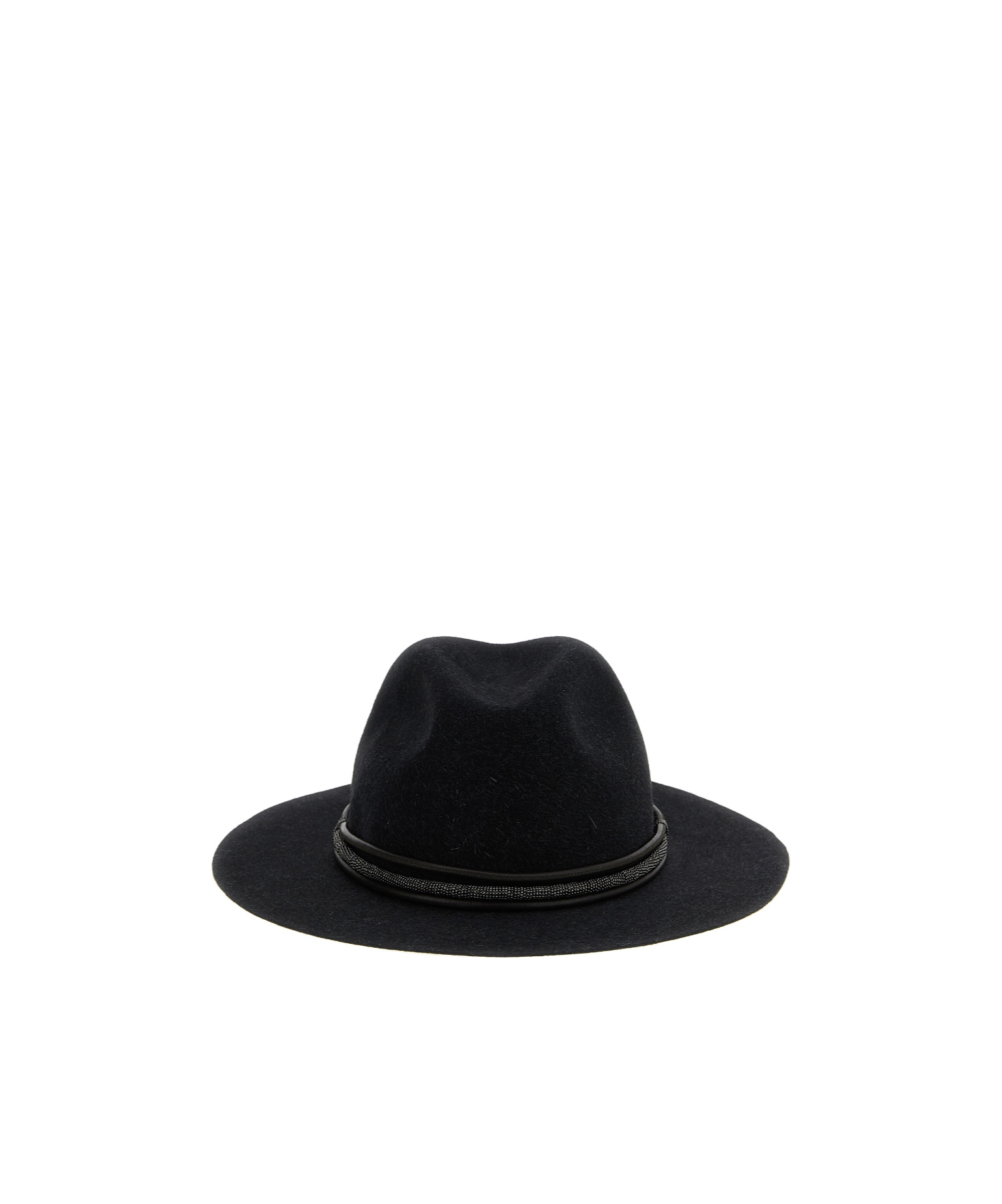 Brunello Cucinelli Leather Hat Featuring Jewel Embellishment In Black