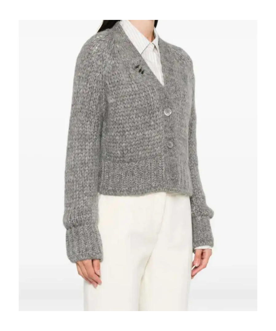 Ermanno Scervino Button-embellished Knit Cardigan In Gray