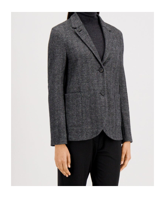 Harris Wharf London Herringbone-pattern Wool Jacket In Black