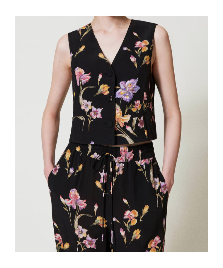 Shop Twinset Floral-print Waistcoat In Pink